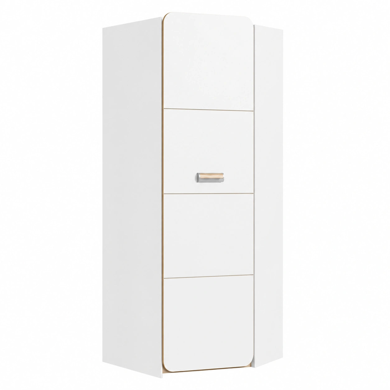 Eckkleiderschrank LORENTO L14 mit Drehtür und Kleiderstange, Weiß/Eiche