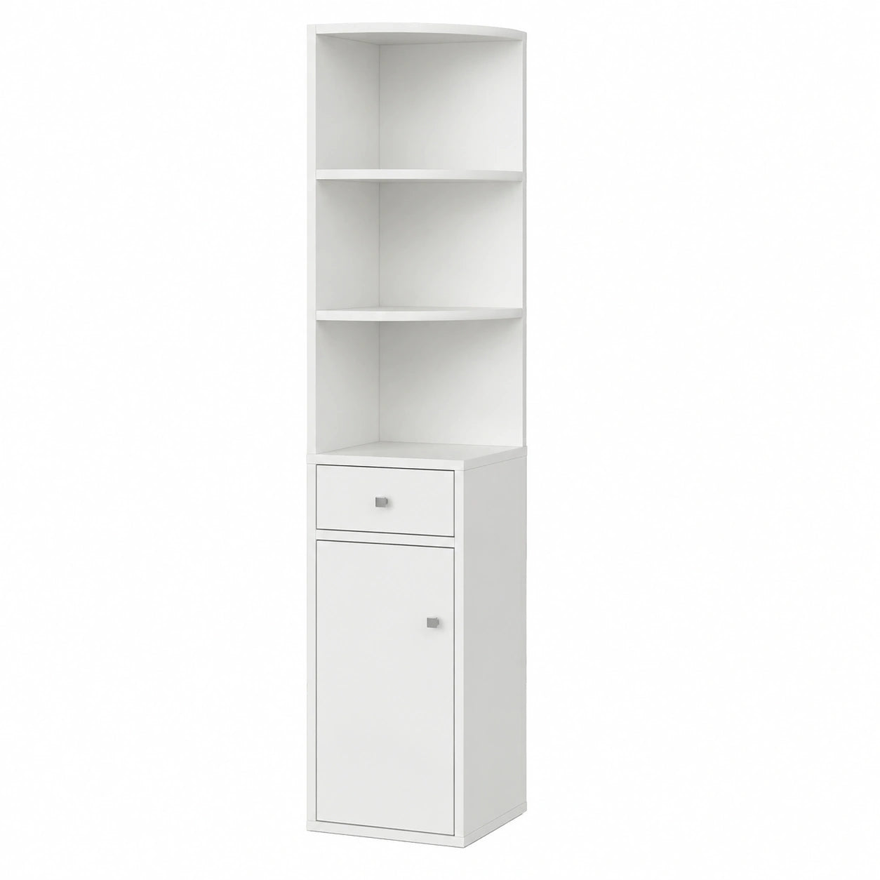 Vicco Eckregal mit Tür und Schublade, Weiß, 30x135,5 cm, ideal für Bücher und Dekorationen