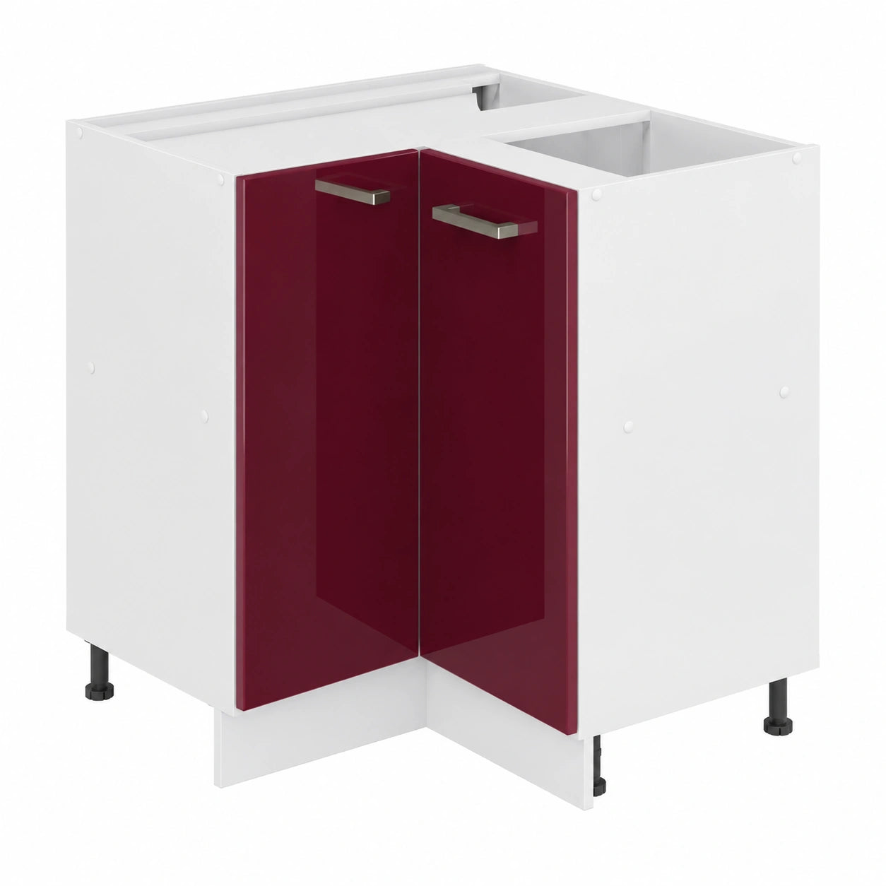 Vicco Eckunterschrank R-Line, Rot Hochglanz, 75.6 cm, modular kombinierbar, ohne Arbeitsplatte