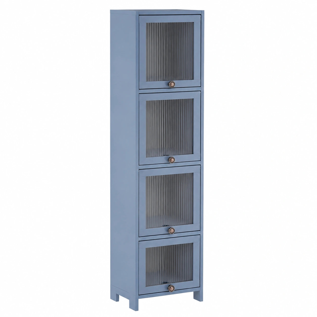 Bambus-Eckschrank mit 4 Ebenen und Klapptüren – 30x33x140 cm, ideal für Bad, Küche und Wohnzimmer (Grau)