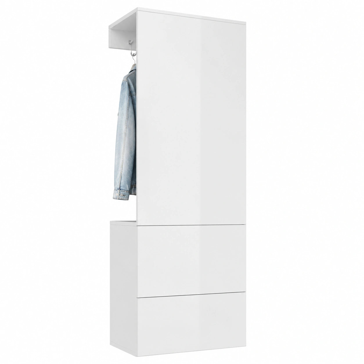 Vladon Garderobe Carlton Set 5, Flur-Paneel mit Kleiderstange & Schrank, Anthrazit/Weiß Hochglanz, 52x193x35 cm