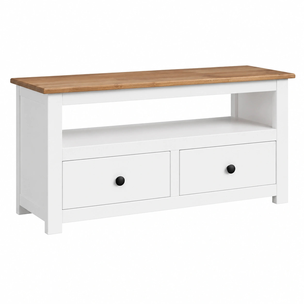 Massivholz TV-Eckschrank in Weiß aus Kiefer, 93x49x49 cm, mit Stauraum