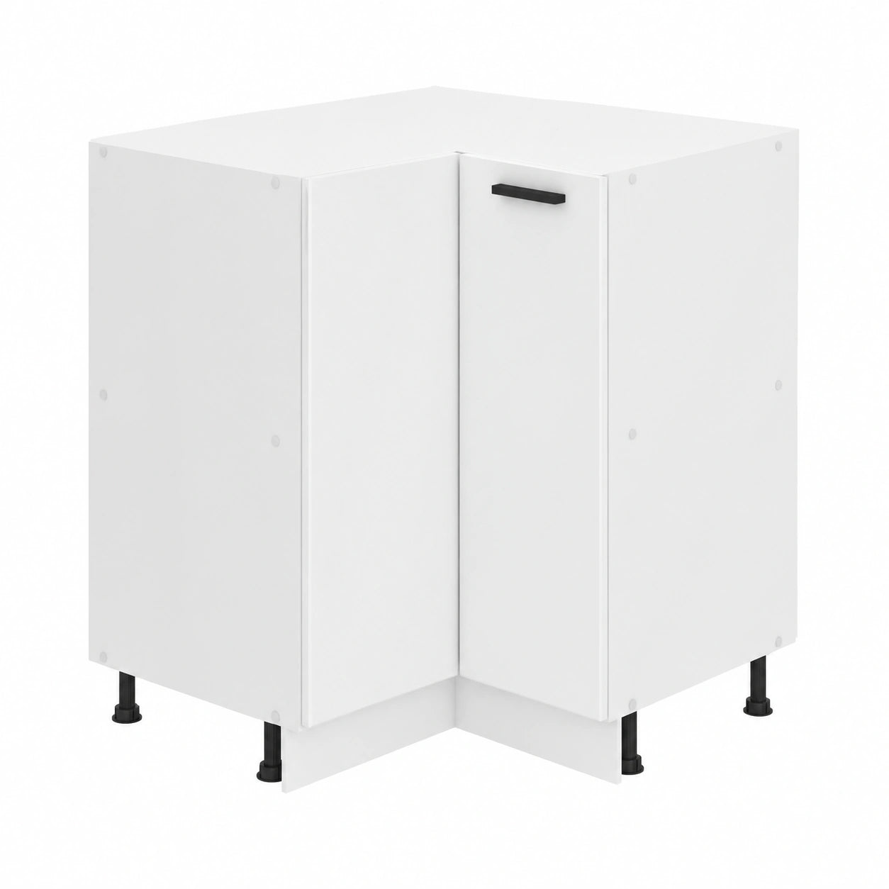 Belini Küchenunterschrank 90 cm Breite, Weiß Matt, Eckdesign ohne Arbeitsplatte
