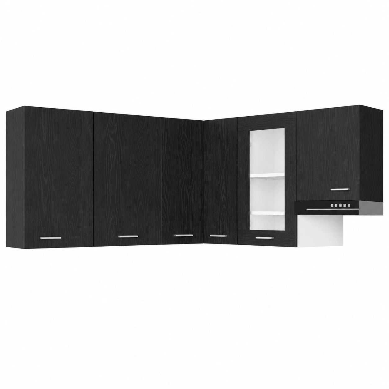 Eck-Hängeschrank mit Regal in Schwarz Eiche 57x57x60cm Küchenschrank