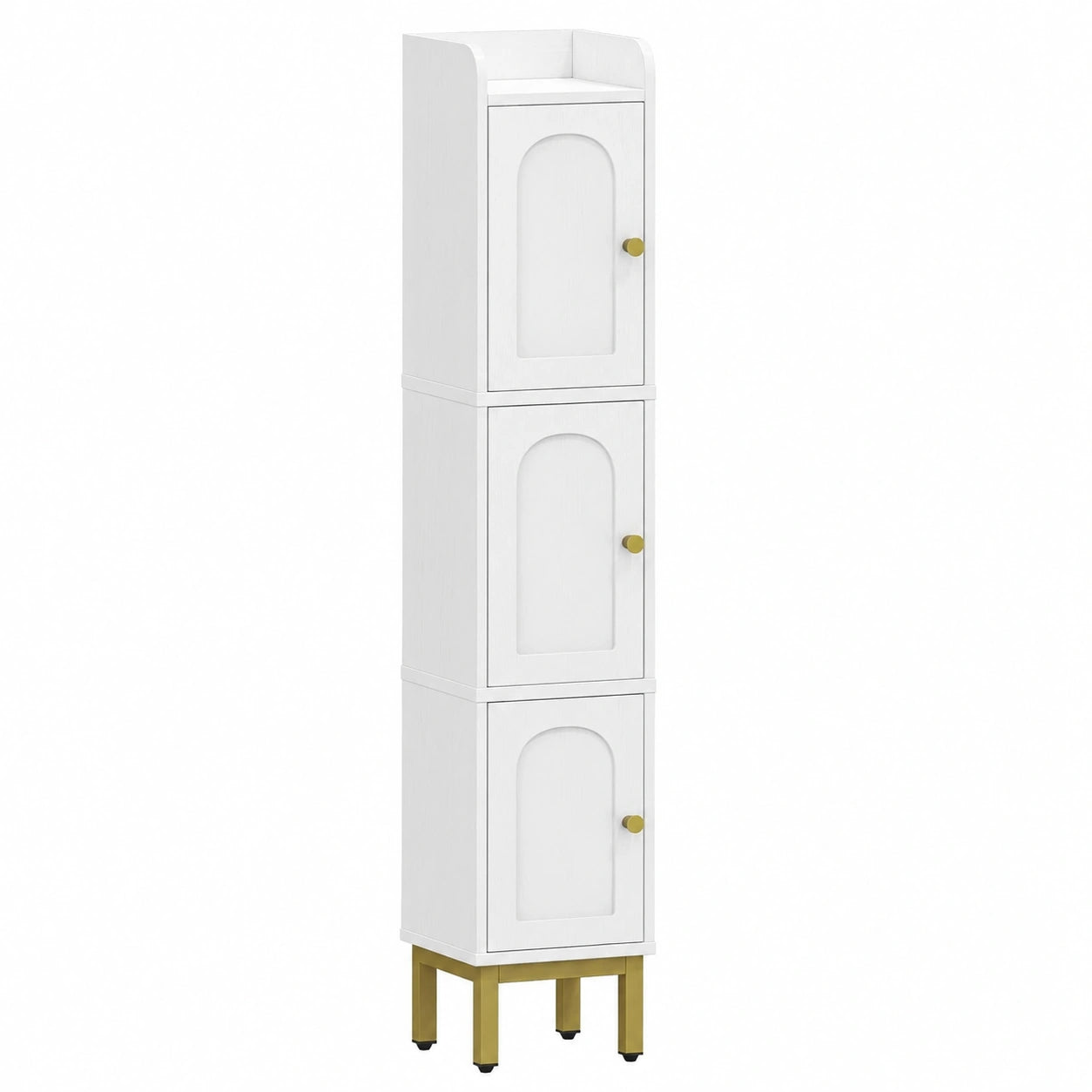 Moderner Hochschrank für Badezimmer, 3 Türen, 20x20x108,5cm, Weiß, Vielseitig einsetzbar