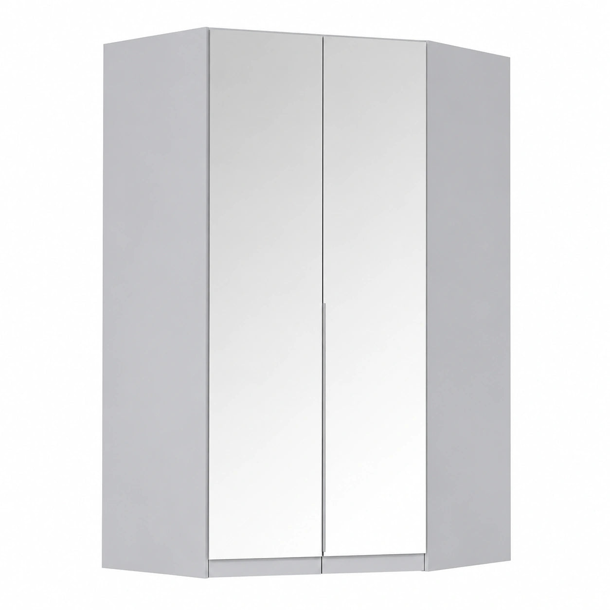 Eckkleiderschrank Alabama mit Spiegel, 2-türig, Seidengrau, 117 cm - Perfekt für Schlafzimmer, Kinderzimmer und Flur