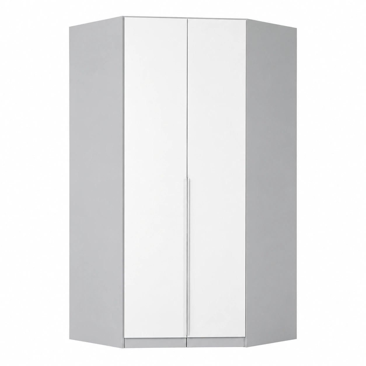 Rauch Möbel Alabama 2-türiger Eckschrank in Weiß/Seidengrau, 117 cm - Vielseitiger Kleiderschrank für Schlaf-, Kinder- und Wohnzimmer