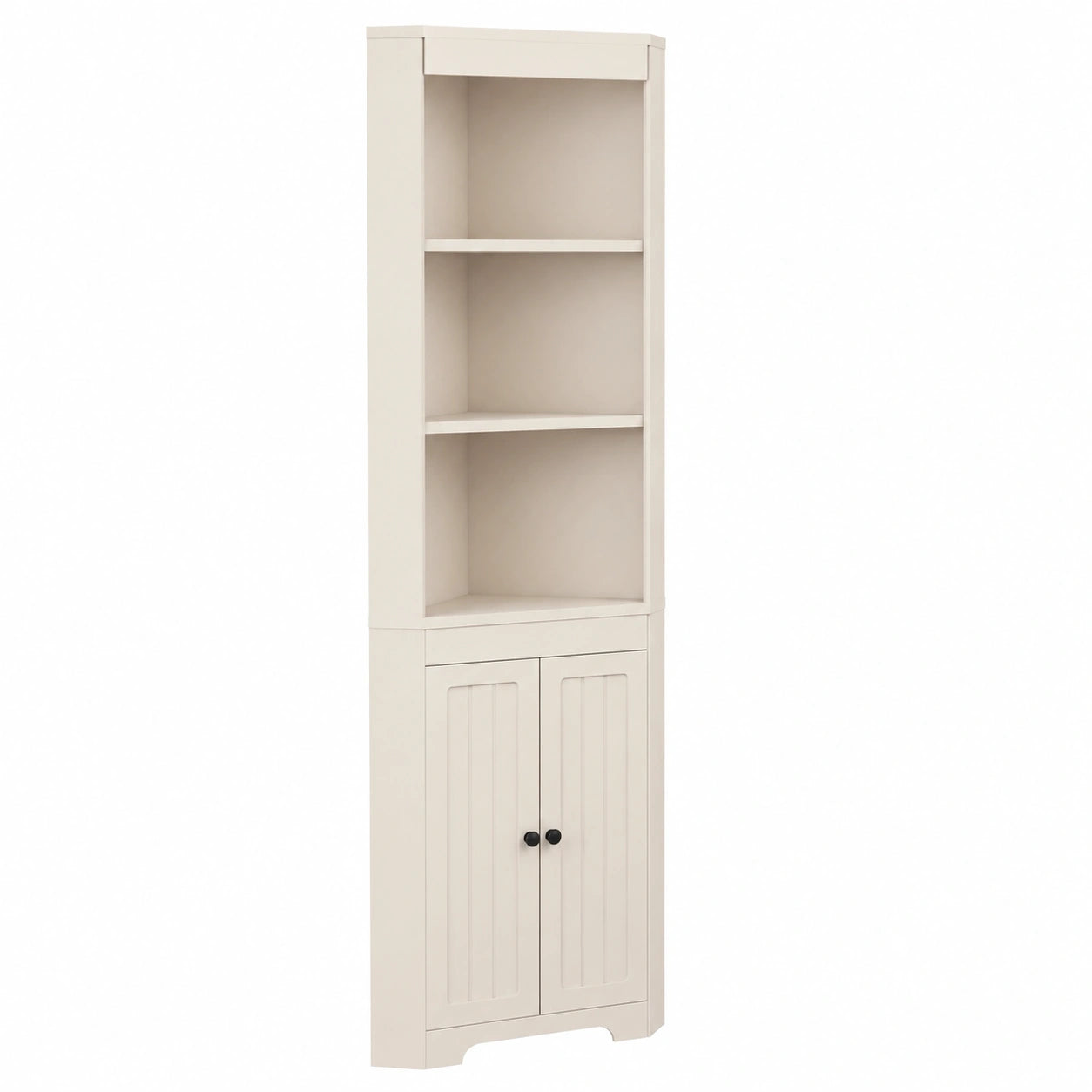 Merax Badezimmer-Eckschrank mit verstellbaren Einlegeböden, feuchtigkeitsbeständig, modernes Design, Weiß