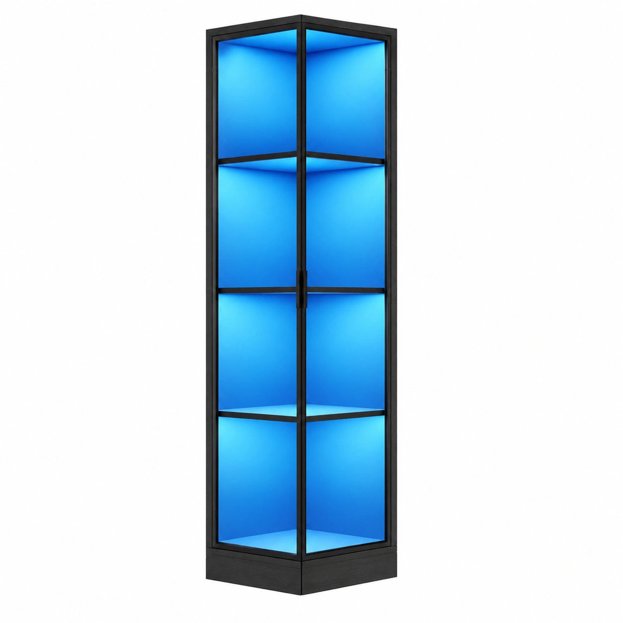 BROTTAR LED-beleuchtete Acryl-Vitrine mit Bewegungssensor, Sammlerstück-Schrank für Wohnzimmer und Schlafzimmer, schwarzer Eckschrank