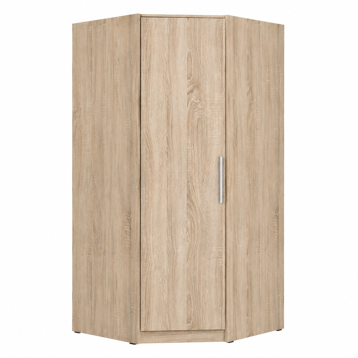 FORTE CADIXO Skandinavischer Eckkleiderschrank 95, 1-türig mit Regal und Kleiderstange, Sonoma Eiche Holzdekor, 94x213x94 cm