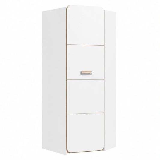 Eckkleiderschrank LORENTO L14 mit Drehtür und Kleiderstange, Weiß/Eiche