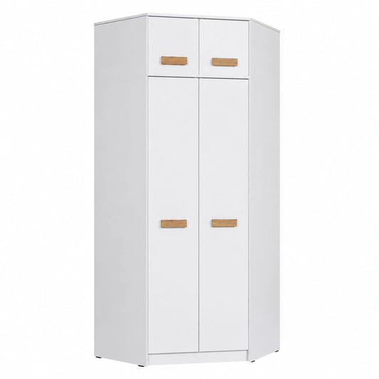 Eckschrank Marmex Grant G8+G15 - Weiß & Riviera Eiche - Ideal für Jugend- und Schlafzimmer