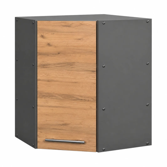 Fame-Line Eckhängevitrine, Eiche Goldkraft, 57 cm, kompatibel mit Fame-Line Modulen