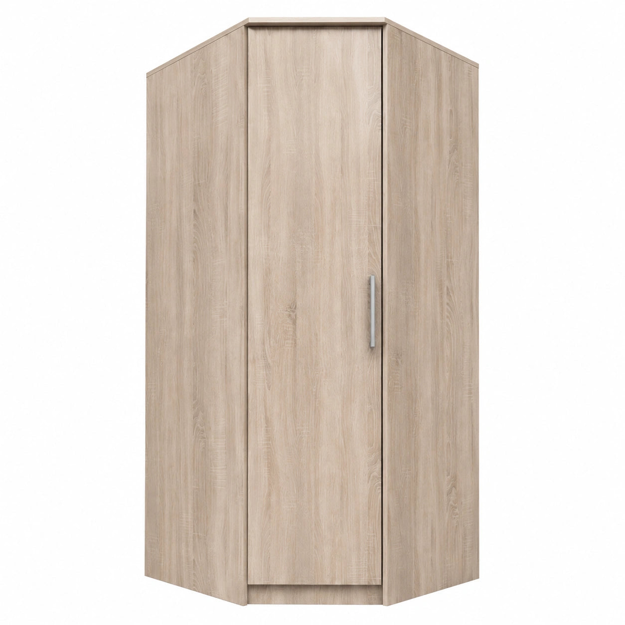 Eck-Kleiderschrank Omega 19 mit Schiebetüren, Sonoma Eiche, 96x210x64 cm, inklusive Kleiderstange und Regalböden, modernes Design