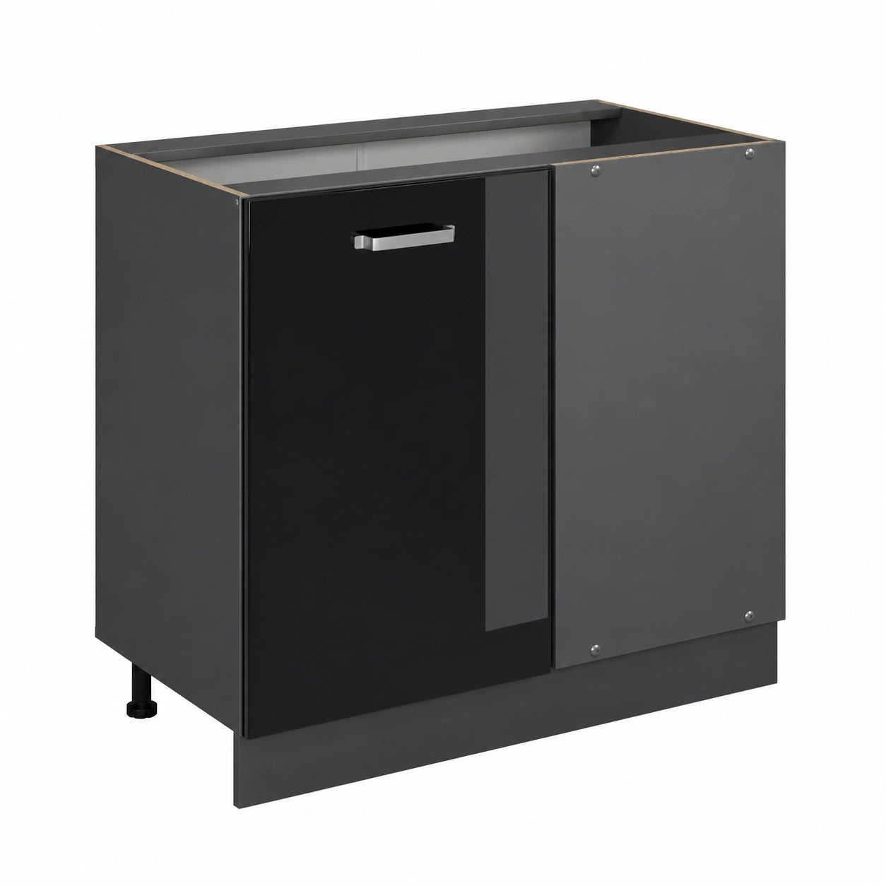Vicco Eckschrank R-Line, Hochglanz Schwarz, 86 cm, flexibel für modulare Küchensysteme