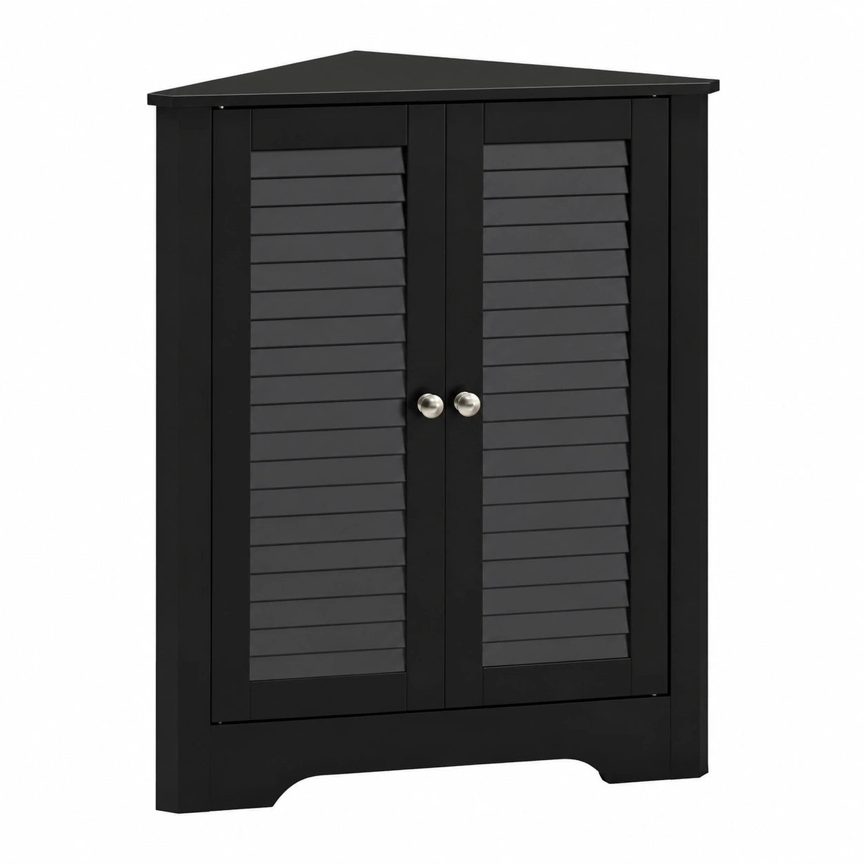 Eckbadezimmerschrank aus Holz mit Lamellentüren, schwarz, 45x45x81,5 cm - Ideal für Badezimmer, Küche und Wohnzimmer
