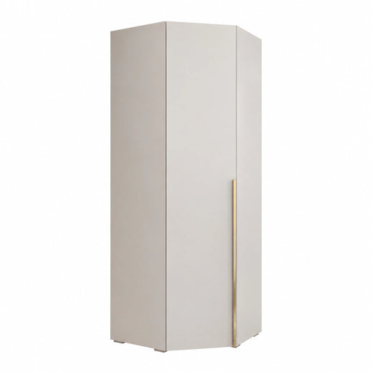Eckkleiderschrank Inova 1 mit Regalen und Stangen - Weiß/Gold - 236,7x81,7x47cm - Ideal für Schlafzimmer und Flur