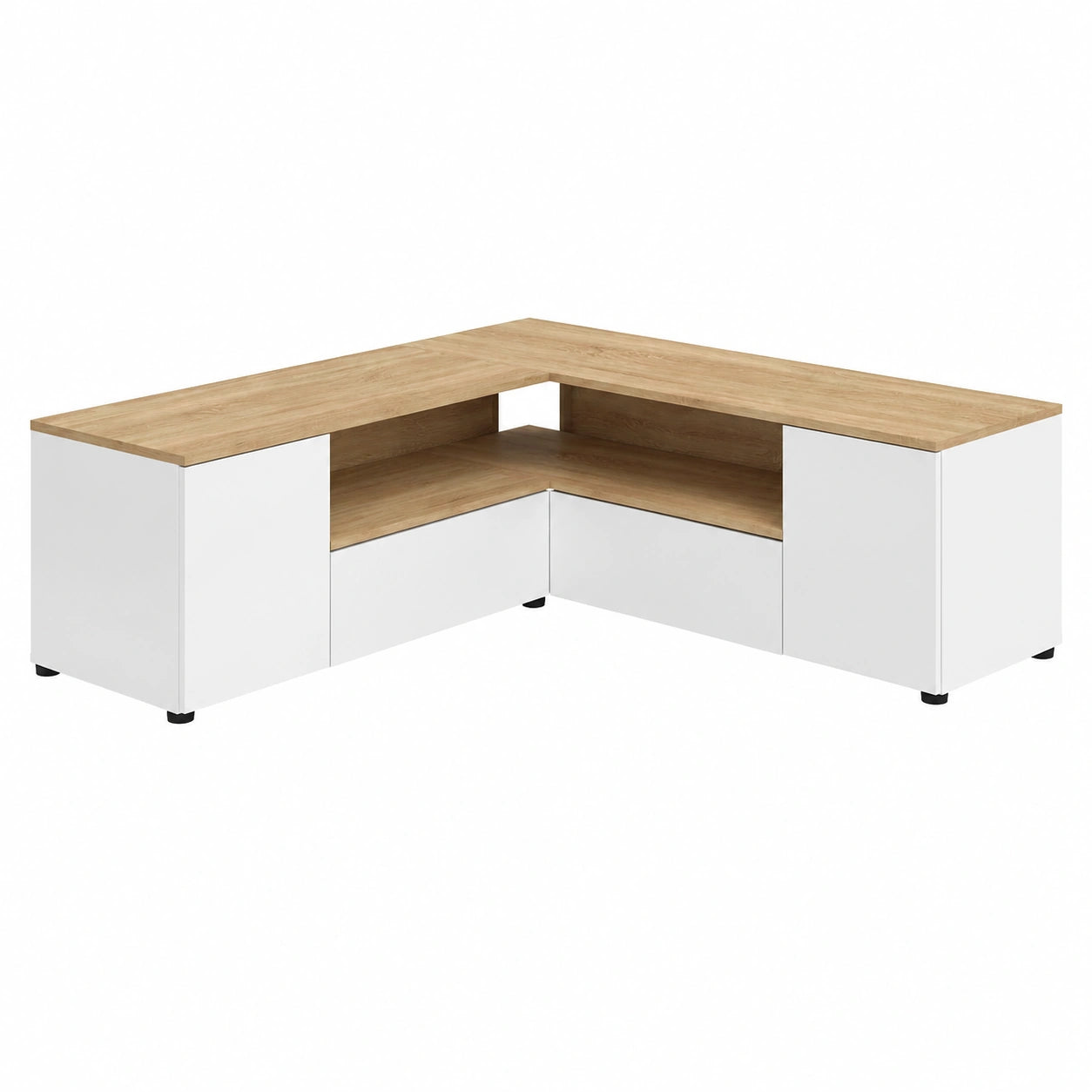 Eck-TV-Schrank Weiß und Eiche 130 x 130 x 45 cm - TemaHome
