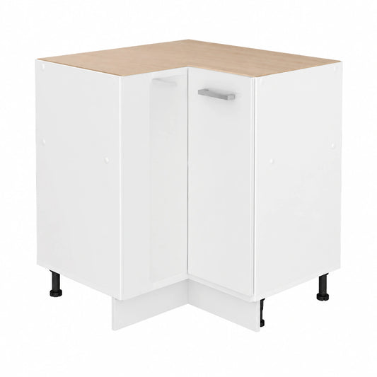 Vicco Eckschrank Hochglanz Weiß mit Tür, 75.6 cm - Ideal für Vorräte