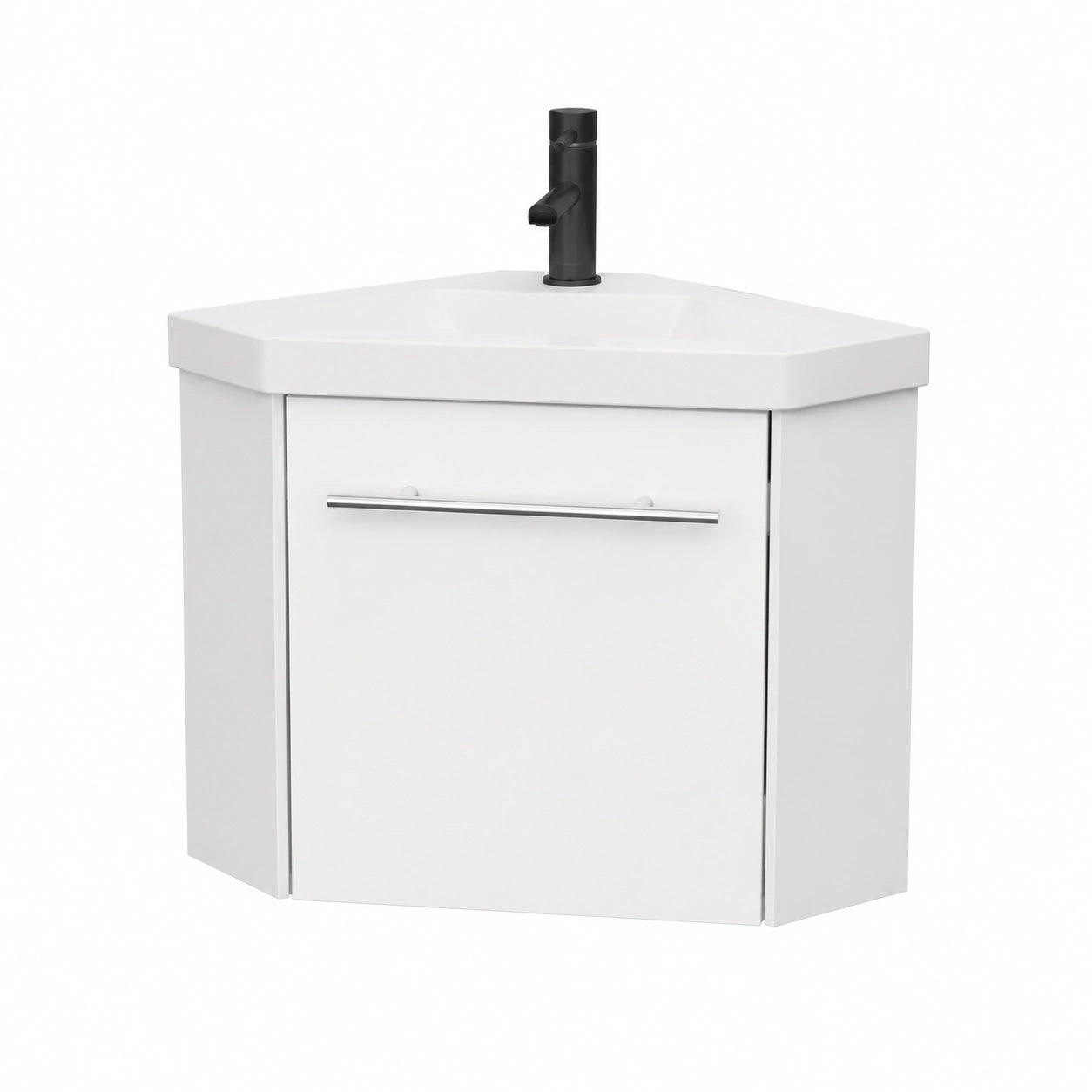 Eckwaschbecken mit Unterschrank, 40 cm, Soft-Close Tür, Hängend, Weiß