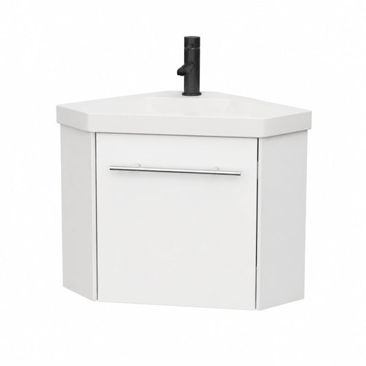 Eckwaschbecken mit Unterschrank, 40 cm, Soft-Close Tür, Hängend, Weiß