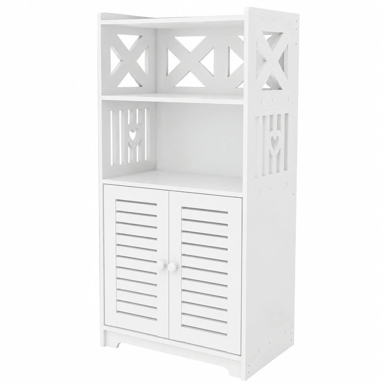 Mehrzweck-Eckschrank mit verstellbaren Regalen und Toilettenpapierhalter, 75x22x36 cm, Weiß für Badezimmer