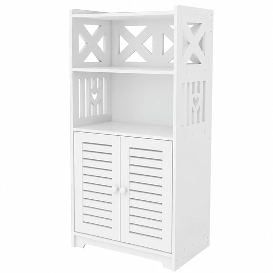Mehrzweck-Eckschrank mit verstellbaren Regalen und Toilettenpapierhalter, 75x22x36 cm, Weiß für Badezimmer