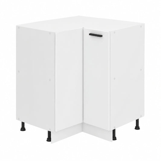 Belini Küchenunterschrank 90 cm Breite, Weiß Matt, Eckdesign ohne Arbeitsplatte