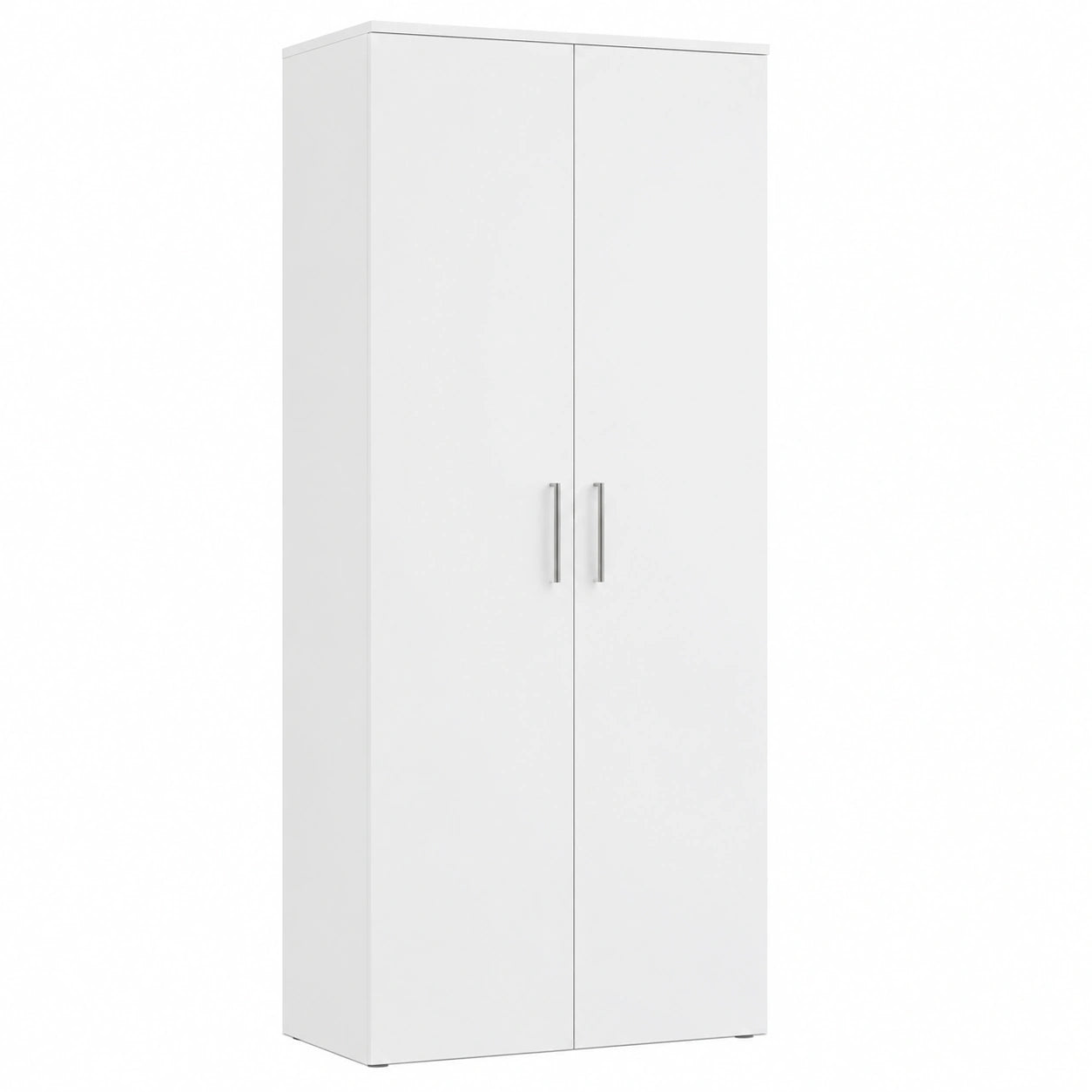 LINCOLN Hochglanz Schuhschrank mit 11 verstellbaren Böden, Weiß, 80x190x35 cm