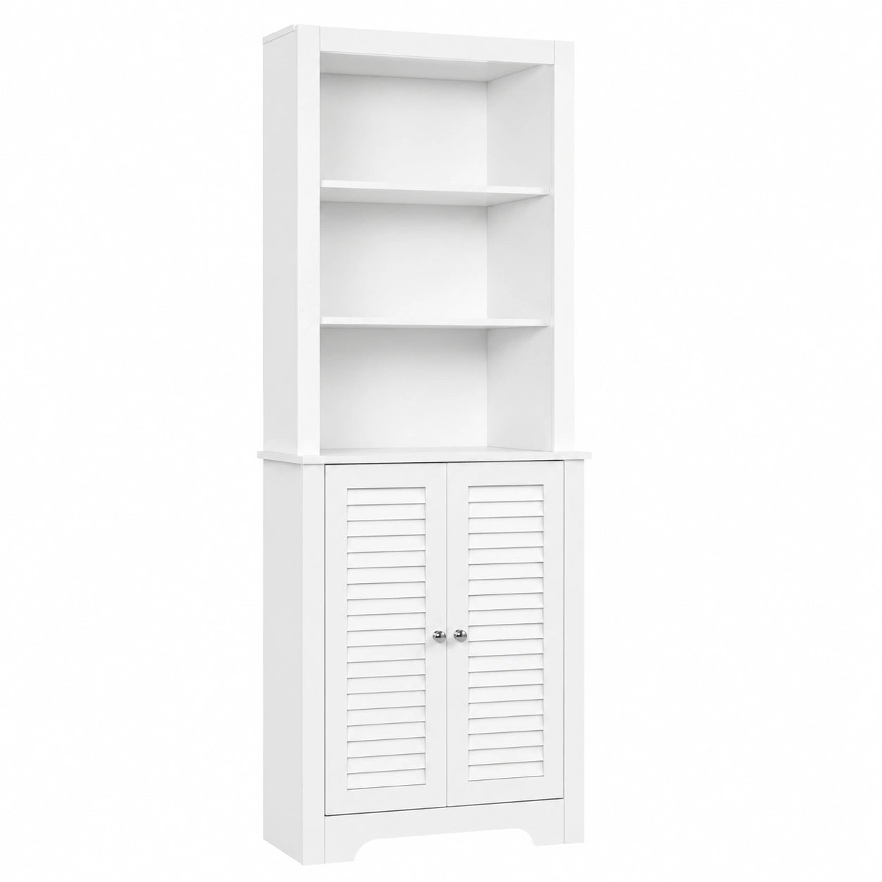 Eck-Badezimmerschrank mit Regalen und Türen, Weiß, 45x45x173cm