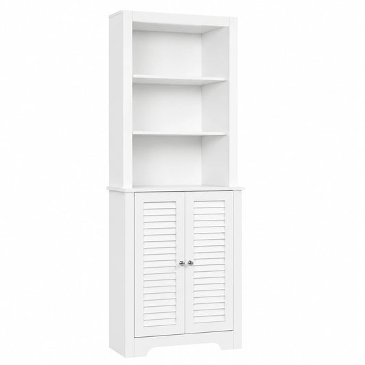 Eck-Badezimmerschrank mit Regalen und Türen, Weiß, 45x45x173cm