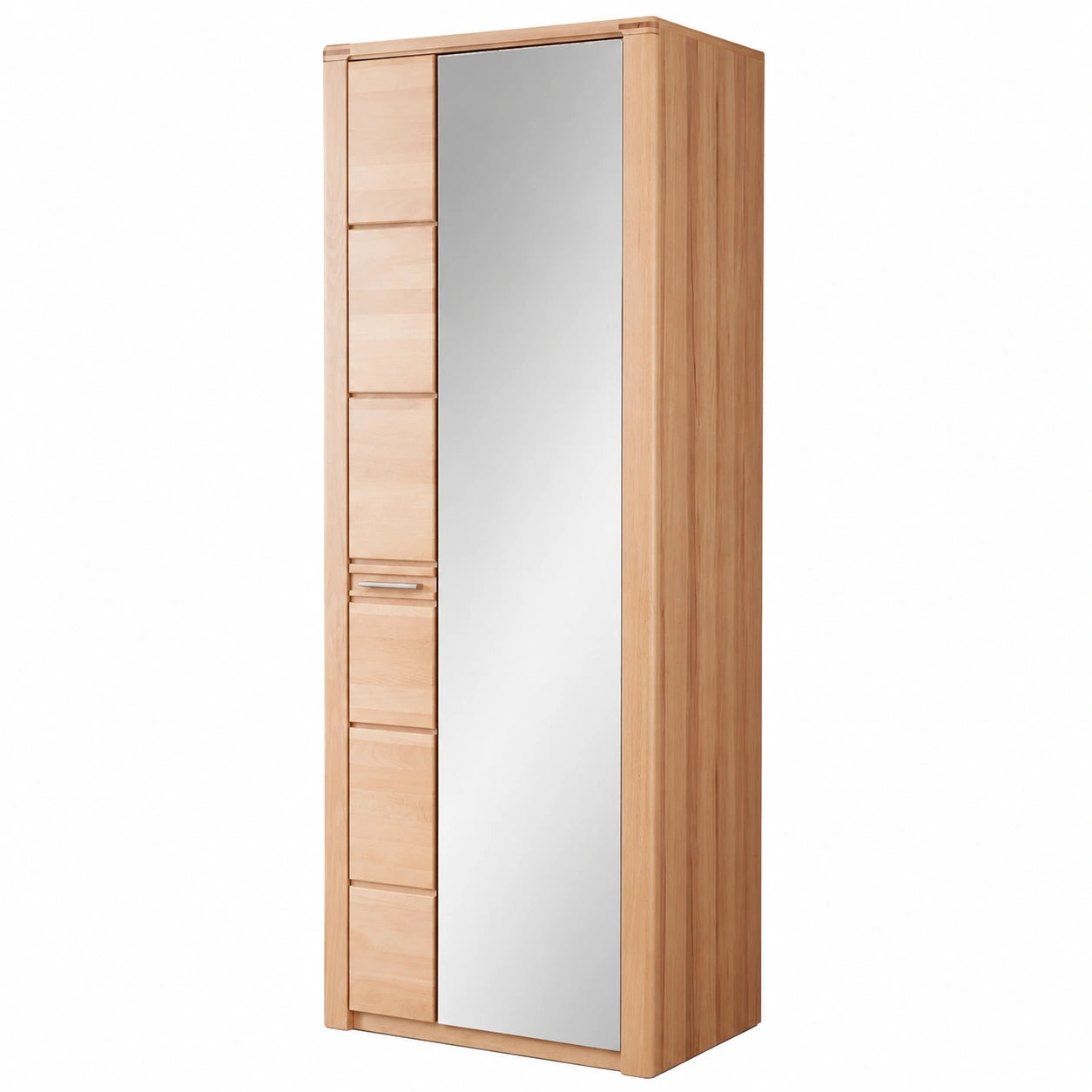 Stella Trading Garderobenschrank mit Spiegel, Kernbuche massiv, FSC-zertifiziert, viel Stauraum, 74x201x40 cm