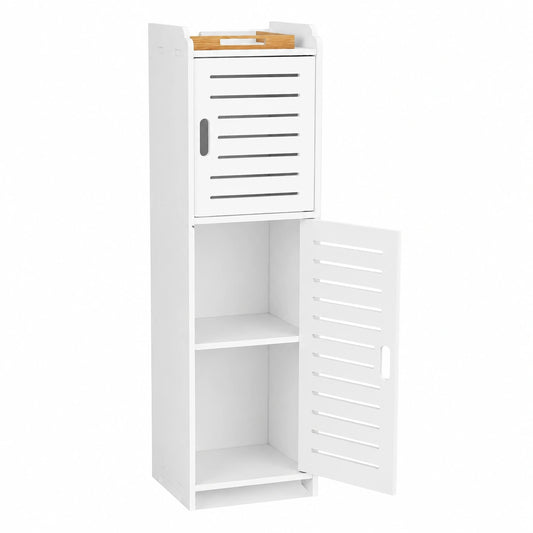 Freistehender Badschrank in Weiß mit Regal und Tür für vielseitige Nutzung