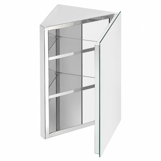 Moderner Bad-Eckspiegelschrank aus Edelstahl mit 3 Ablagen, platzsparend und hängend, 60x30x18cm