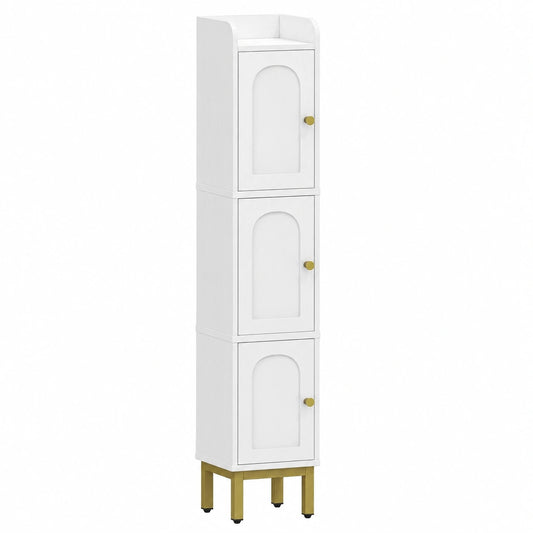 Moderner Hochschrank für Badezimmer, 3 Türen, 20x20x108,5cm, Weiß, Vielseitig einsetzbar