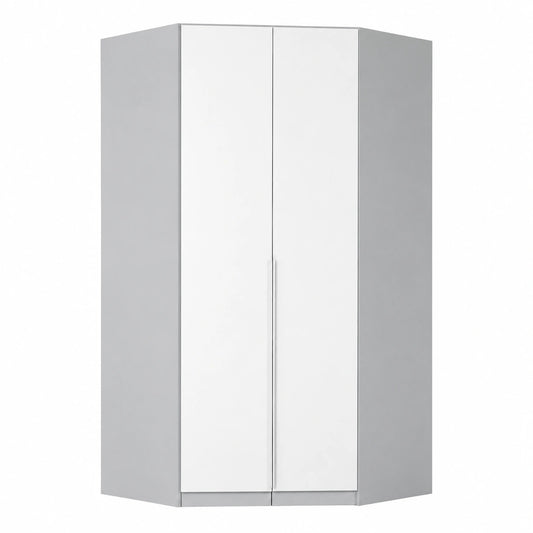 Rauch Möbel Alabama 2-türiger Eckschrank in Weiß/Seidengrau, 117 cm - Vielseitiger Kleiderschrank für Schlaf-, Kinder- und Wohnzimmer