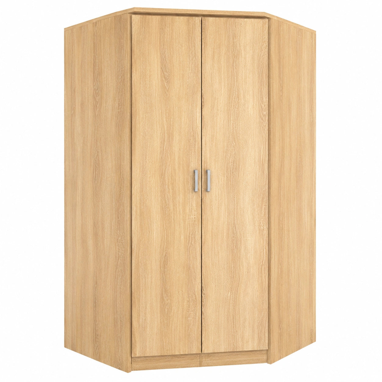 Rauch Möbel Bremen Eckkleiderschrank Sonoma Eiche, 2-türig mit Zubehörpaket, 1 Kleiderstange, 9 Böden, 117x199x117 cm