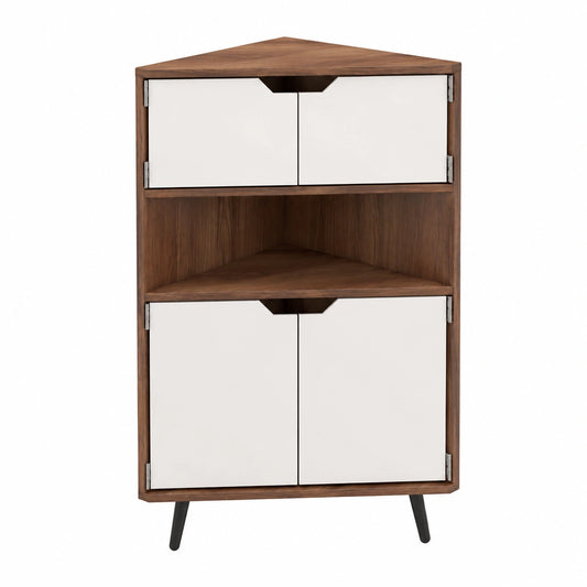 Soges Eckschrank aus Holz mit Regalböden für Wohnzimmer, Esszimmer und Schlafzimmer
