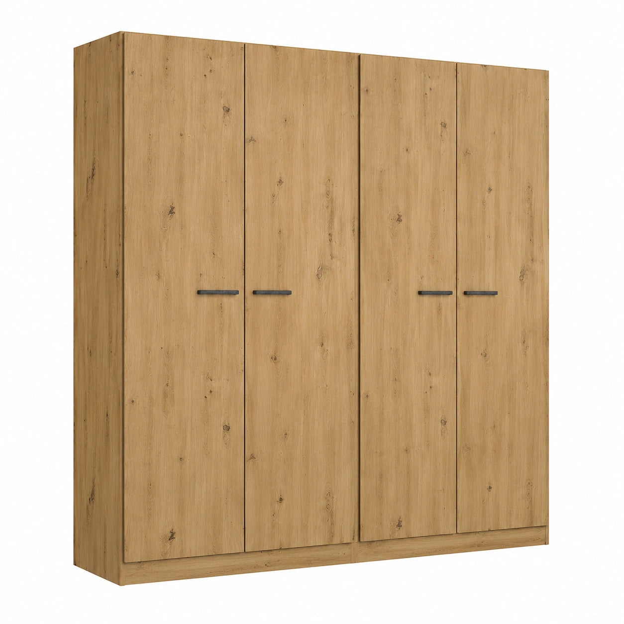 Rauch Möbel Kleiderschrank Florenz aus Eiche, 4-türig mit Kleiderstangen und Einlegeböden, 226x210x54 cm