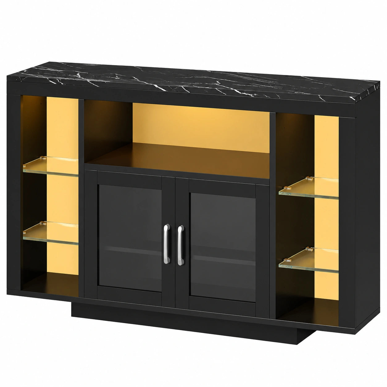 YITAHOME RGB-LED Eckschrank 100CM, TV-Schrank für bis zu 55-Zoll Fernseher, modernes Gaming-Entertainment-Regal