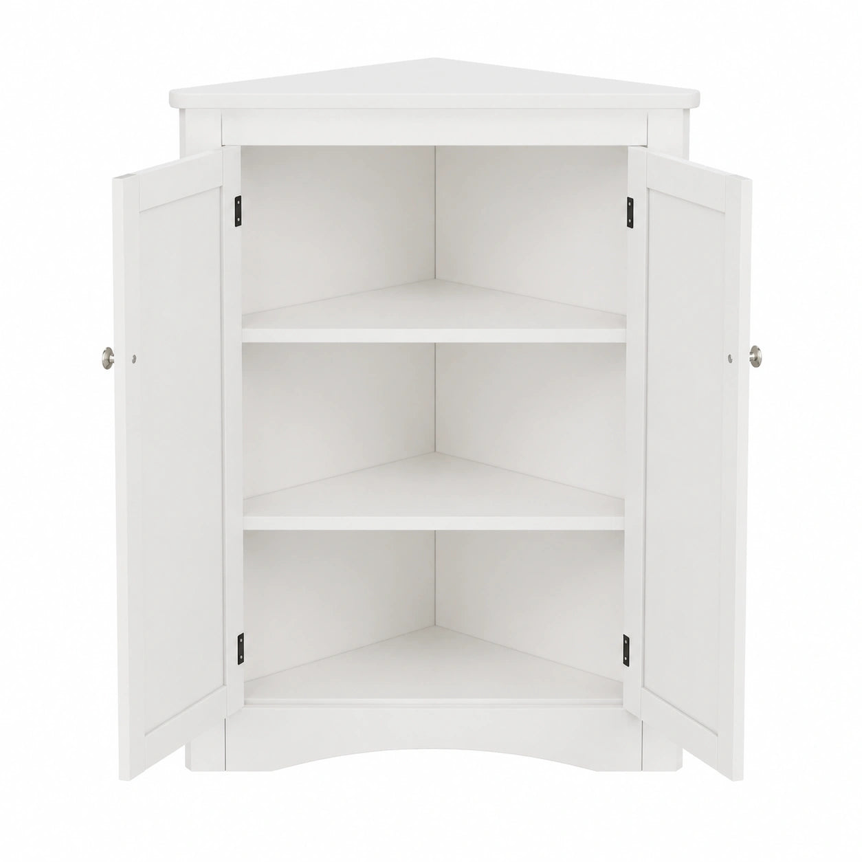 Eckiger Badezimmerschrank, 2-türig, 3 Ebenen, MDF, weiß lackiert