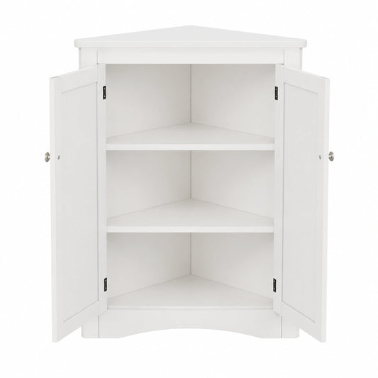 Eckiger Badezimmerschrank, 2-türig, 3 Ebenen, MDF, weiß lackiert