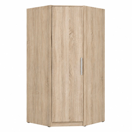 FORTE CADIXO Skandinavischer Eckkleiderschrank 95, 1-türig mit Regal und Kleiderstange, Sonoma Eiche Holzdekor, 94x213x94 cm